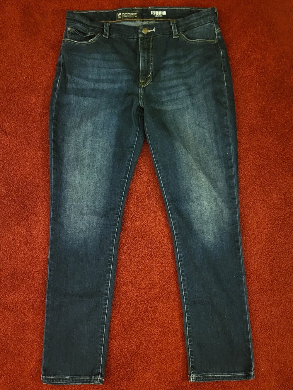 Lee Modern Series Revolution Denim Women's Straight Stretch Blue Jeans 18 Medium